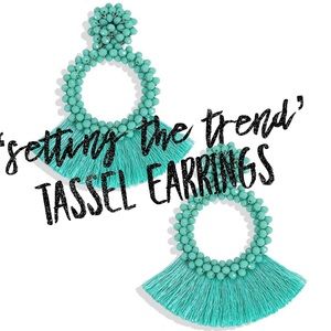 ‘Setting The Trend’ Tassel Earrings In Turquoise